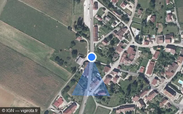 Vue satellite de l'emplacement du radar tourelle à Buvilly sur N 83
