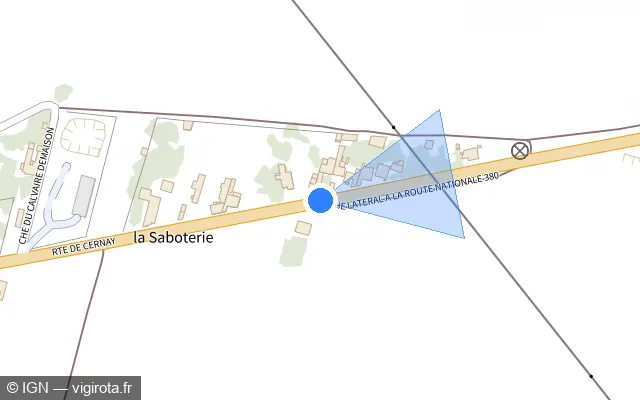 Vue plan de l'emplacement du radar tourelle à Reims sur Route de Cernay / D 980