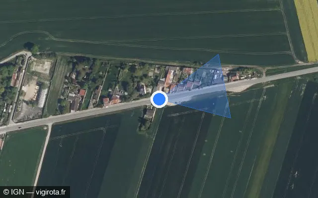 Vue satellite de l'emplacement du radar tourelle à Reims sur Route de Cernay / D 980