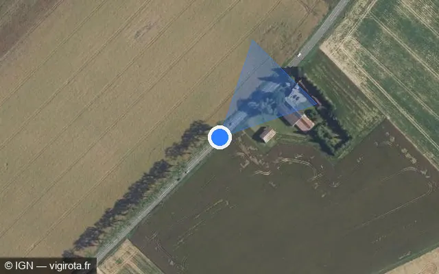 Vue satellite de l'emplacement du radar tourelle à Guignecourt sur D 1001