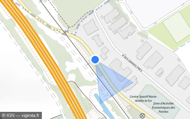 Vue plan de l'emplacement du radar tourelle à Chambly sur D 105