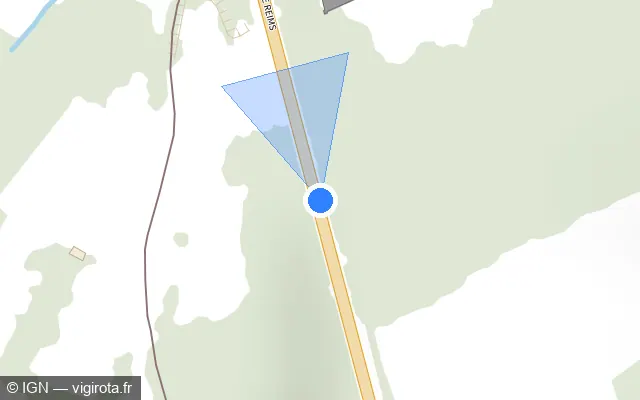 Vue plan de l'emplacement du radar tourelle à Festieux sur Route de Reims / D 1044
