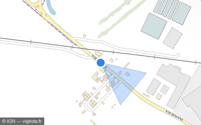 Vue plan de l'emplacement du radar tourelle à Montreuil-sur-Thérain sur Rue de Beauvais / D 12