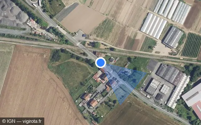 Vue satellite de l'emplacement du radar tourelle à Montreuil-sur-Thérain sur Rue de Beauvais / D 12