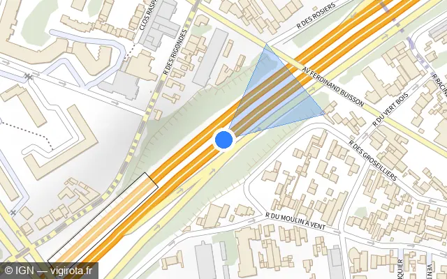 Vue plan de l'emplacement du radar tourelle à Bagnolet sur A 3 / E 15
