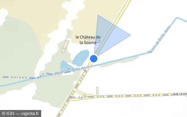 Vue plan de l'emplacement du radar tourelle à Chiry-Ourscamp sur D 932
