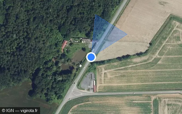 Vue satellite de l'emplacement du radar tourelle à Chiry-Ourscamp sur D 932