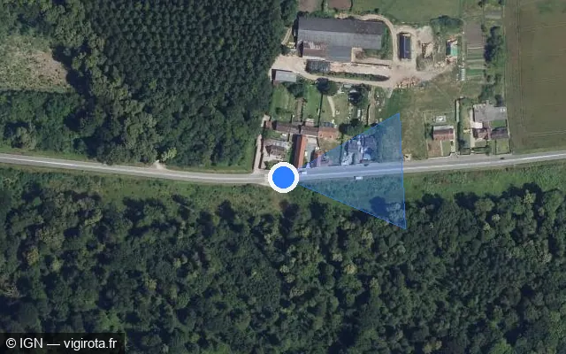 Vue satellite de l'emplacement du radar tourelle à Beaurepaire sur Rue des Étangs / D 120
