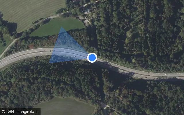 Vue satellite de l'emplacement du radar tourelle à Mamirolle sur N 57 / E 23