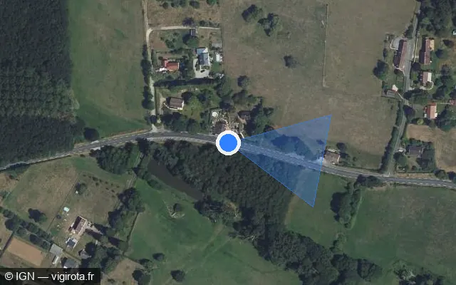 Vue satellite de l'emplacement du radar tourelle à Mieuxcé sur Route des Fourneaux / D 1