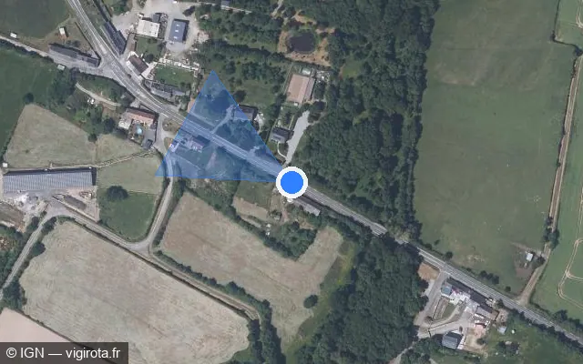 Vue satellite de l'emplacement du radar tourelle à Mouzeil sur D 164