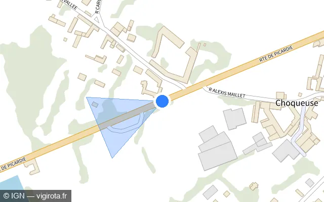 Vue plan de l'emplacement du radar tourelle à Grémévillers sur Route de Picardie / D 930