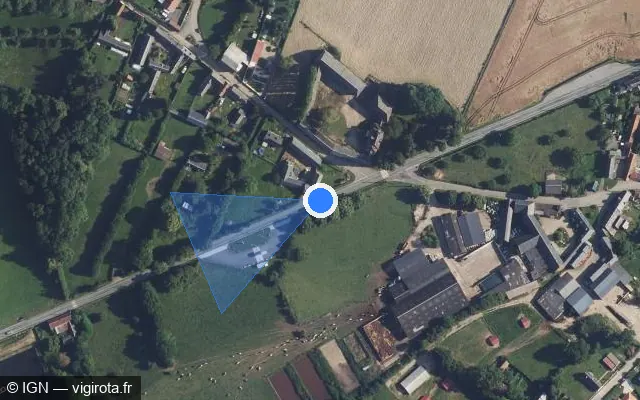 Vue satellite de l'emplacement du radar tourelle à Grémévillers sur Route de Picardie / D 930