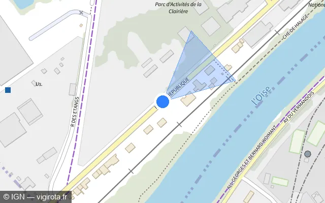 Vue plan de l'emplacement du radar tourelle à Clairoix sur Rue de la République / D 932