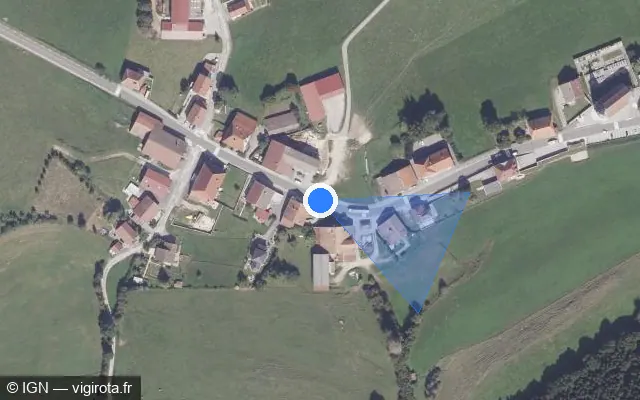 Vue satellite de l'emplacement du radar tourelle à Fuans sur Grande Rue / D 461