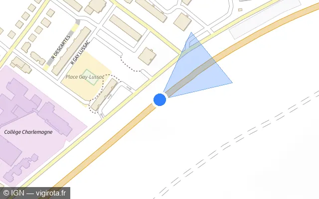 Vue plan de l'emplacement du radar tourelle à Laon sur N 2