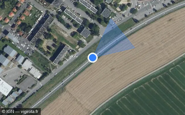 Vue satellite de l'emplacement du radar tourelle à Laon sur N 2