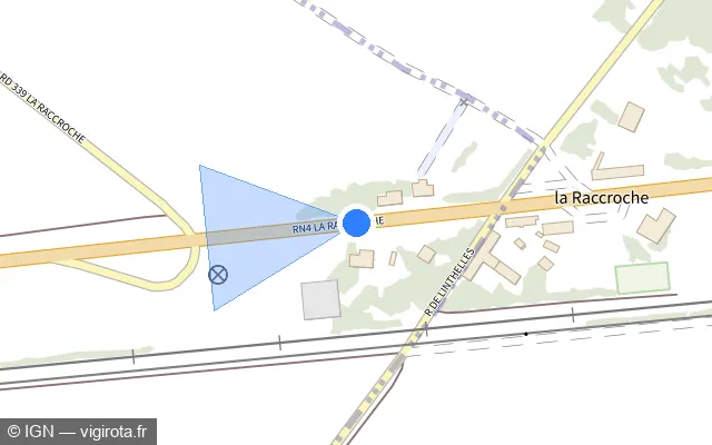 Vue plan de l'emplacement du radar tourelle à Linthes sur N 4