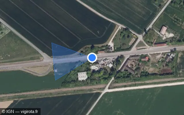 Vue satellite de l'emplacement du radar tourelle à Linthes sur N 4