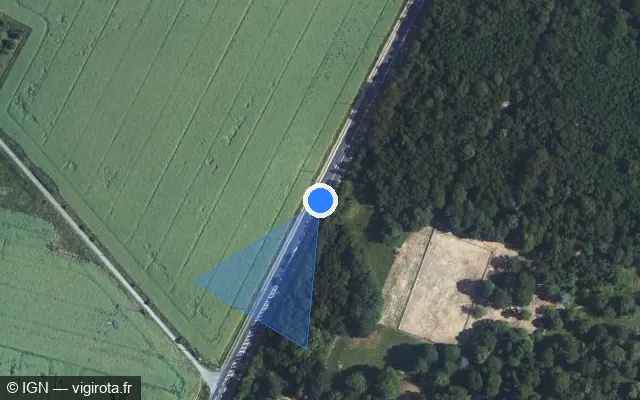 Vue satellite de l'emplacement du radar tourelle à Flacey sur N 10