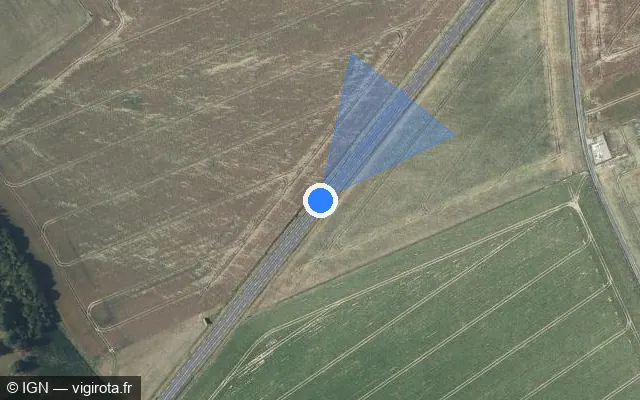 Vue satellite de l'emplacement du radar tourelle à Boisney sur D 438