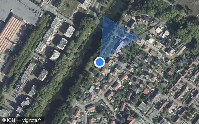 Vue satellite de l'emplacement du radar tourelle à Mulhouse sur Allée Nathan Katz