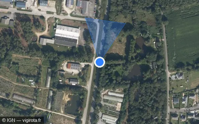 Vue satellite de l'emplacement du radar tourelle à Molac sur D 5