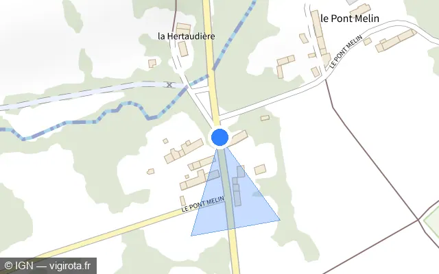 Vue plan de l'emplacement du radar tourelle à Epiniac sur D 795