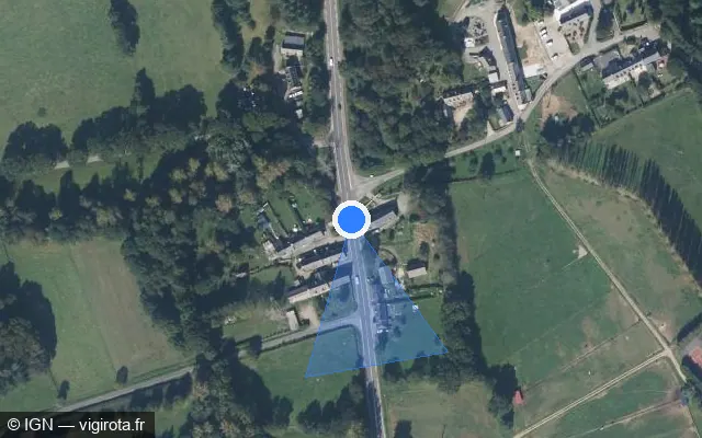 Vue satellite de l'emplacement du radar tourelle à Epiniac sur D 795