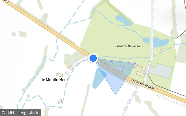Vue plan de l'emplacement du radar tourelle à Vire Normandie sur Route de Tinchebray / D 524