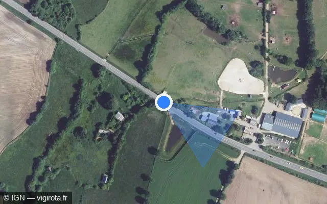 Vue satellite de l'emplacement du radar tourelle à Vire Normandie sur Route de Tinchebray / D 524