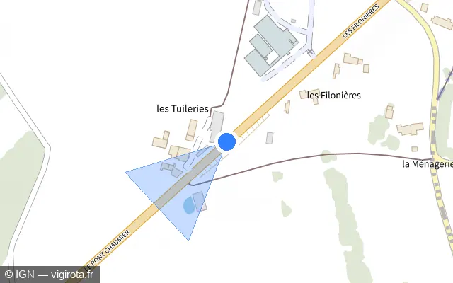 Vue plan de l'emplacement du radar tourelle à Crotelles sur D 910