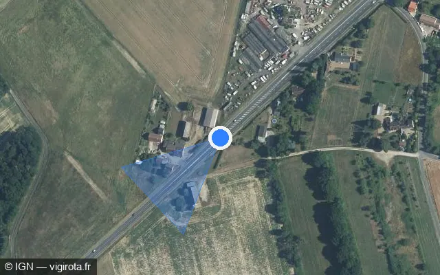 Vue satellite de l'emplacement du radar tourelle à Crotelles sur D 910