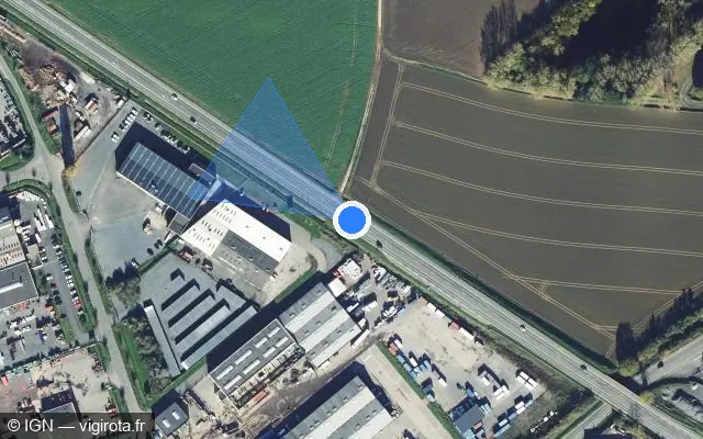 Vue satellite de l'emplacement du radar tourelle à Annezin sur D 943