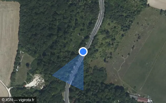 Vue satellite de l'emplacement du radar tourelle à Euffigneix sur D 619