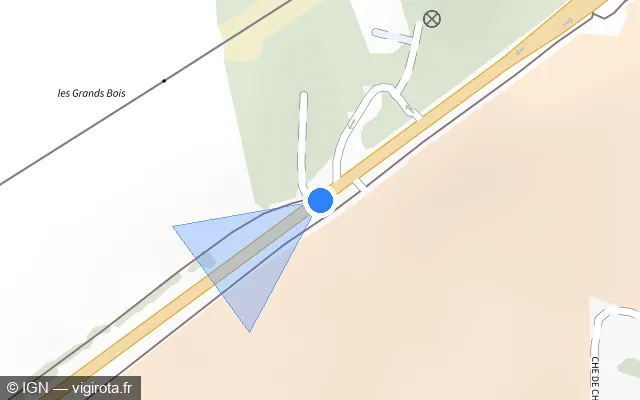 Vue plan de l'emplacement du radar tourelle à Dolancourt sur D 619