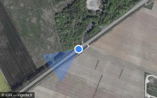 Vue satellite de l'emplacement du radar tourelle à Dolancourt sur D 619