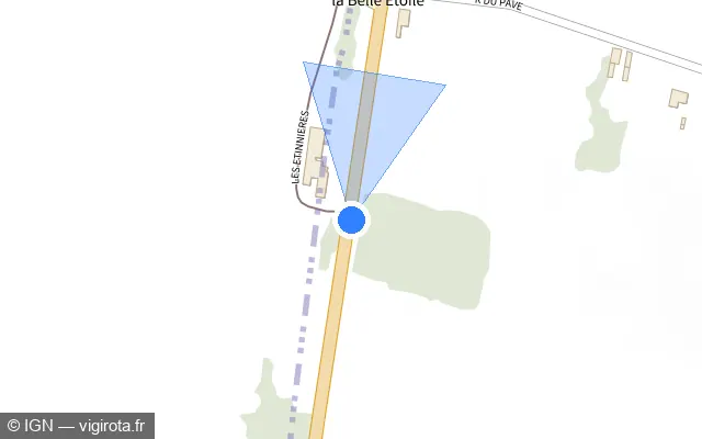 Vue plan de l'emplacement du radar tourelle à Le Plessis-Patte-d'Oie sur Route de Paris / D 932