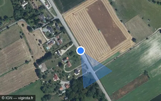 Vue satellite de l'emplacement du radar tourelle à Hénouville sur Route de Duclair / D 982