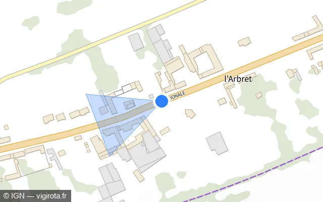 Vue plan de l'emplacement du radar tourelle à Bavincourt sur Route Nationale / N 25