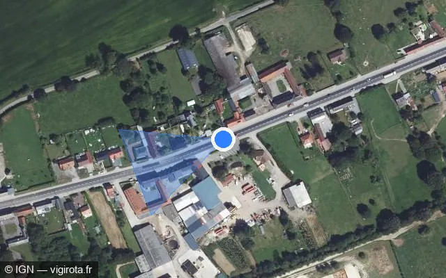 Vue satellite de l'emplacement du radar tourelle à Bavincourt sur Route Nationale / N 25