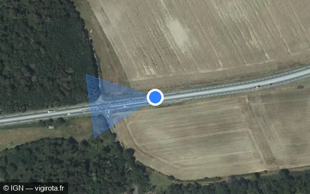 Vue satellite de l'emplacement du radar tourelle à Dampierre-sur-Avre sur N 12