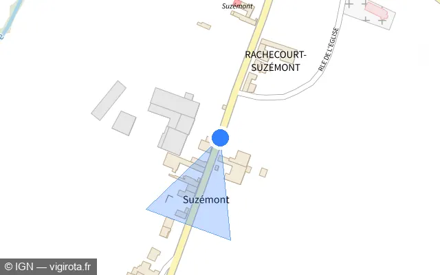 Vue plan de l'emplacement du radar tourelle à Rachecourt-Suzémont sur Grande Rue / D 2