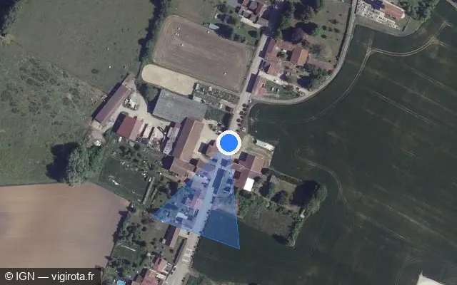 Vue satellite de l'emplacement du radar tourelle à Rachecourt-Suzémont sur Grande Rue / D 2