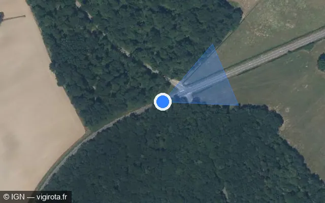 Vue satellite de l'emplacement du radar tourelle à Villeneuve-Saint-Salves sur N 77