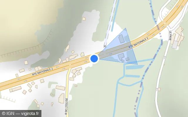 Vue plan de l'emplacement du radar tourelle à Vauciennes sur N 2