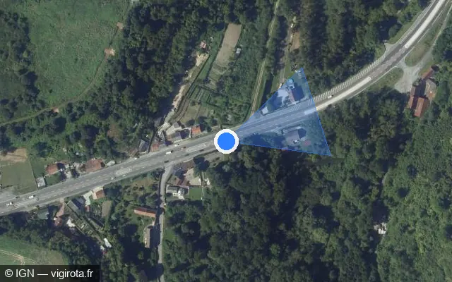 Vue satellite de l'emplacement du radar tourelle à Vauciennes sur N 2
