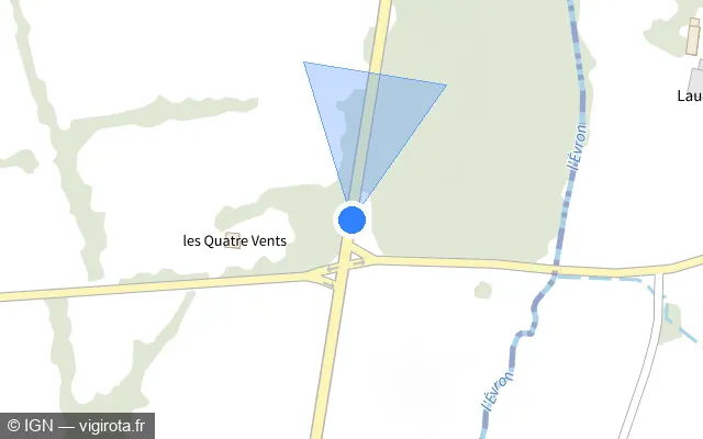 Vue plan de l'emplacement du radar tourelle à Bréhand sur D 765