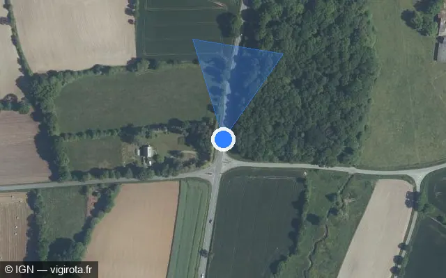 Vue satellite de l'emplacement du radar tourelle à Bréhand sur D 765