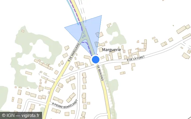 Vue plan de l'emplacement du radar tourelle à Hermes sur D 12